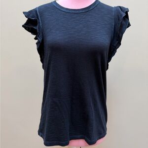 Veronica Beard Akeela Navy Ruffle Sleeve Tee